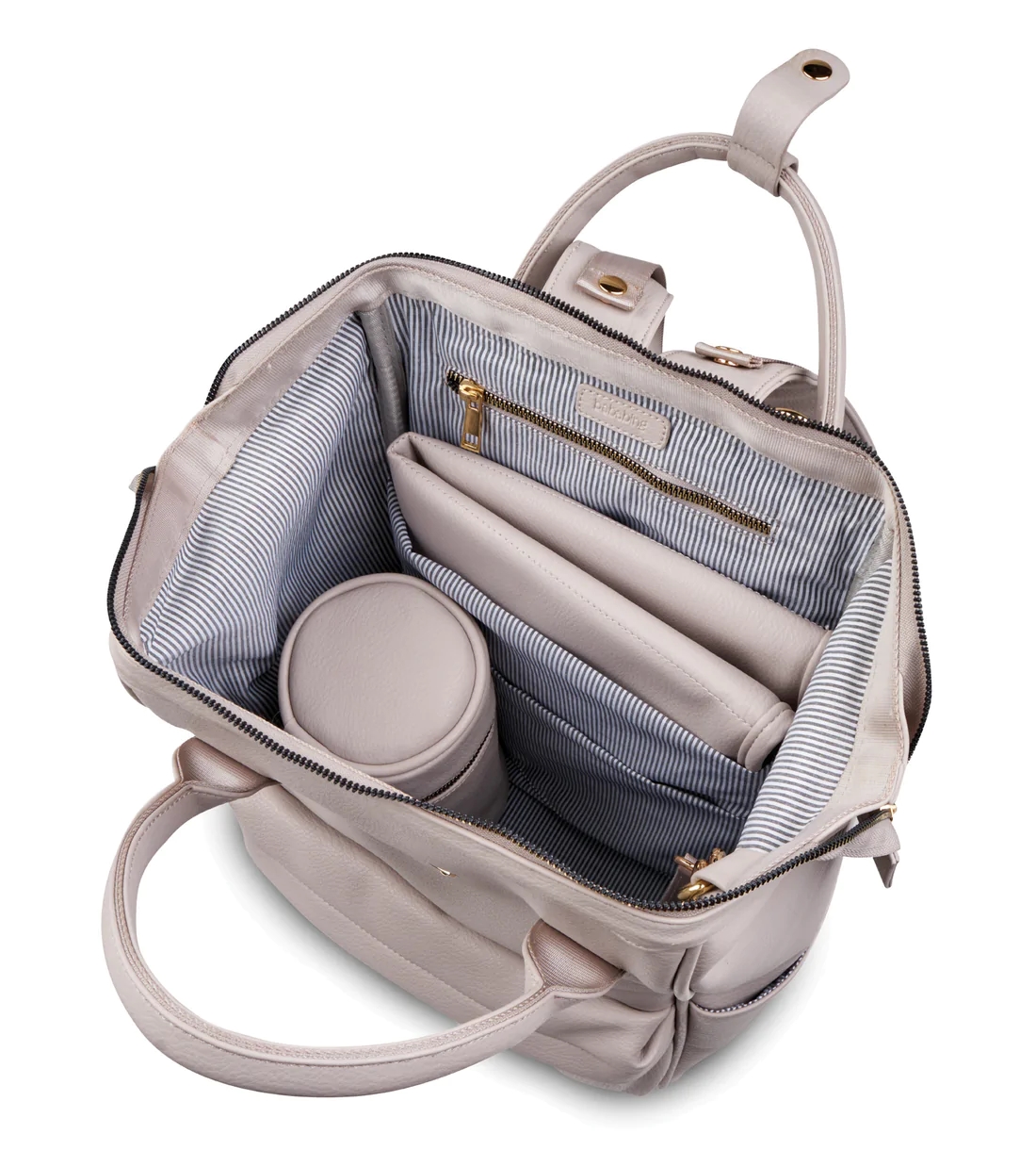 Previjalna torba nahrbtnik BabaBing Mani Blush Grey Leather 2