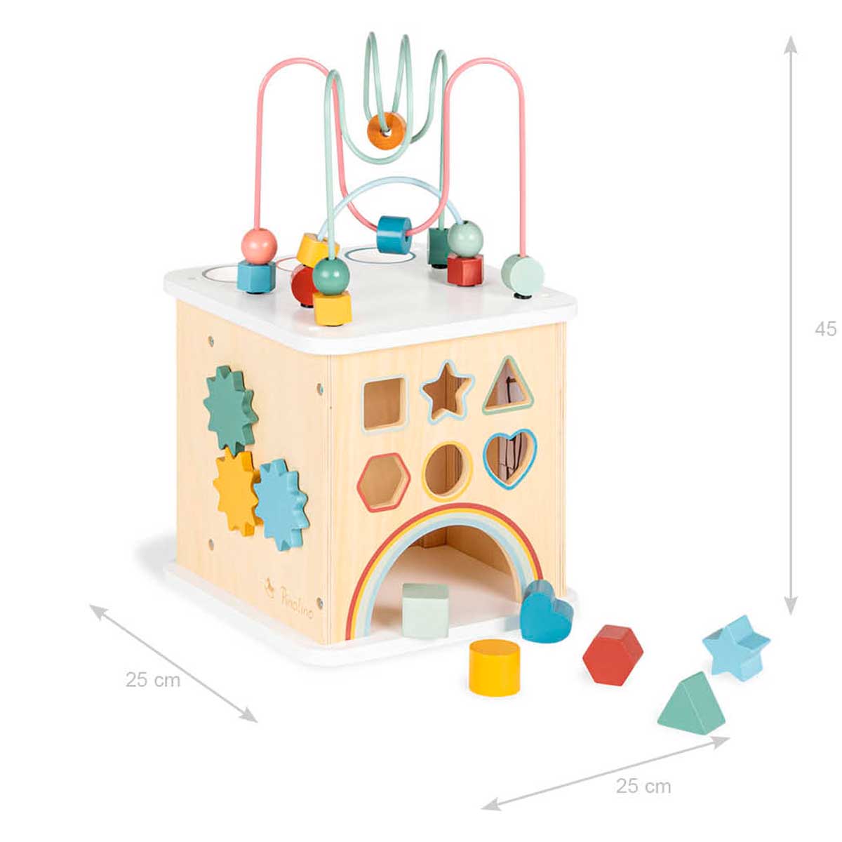 Lesena aktivnostna in motorična kocka Pinolino Sanna 1