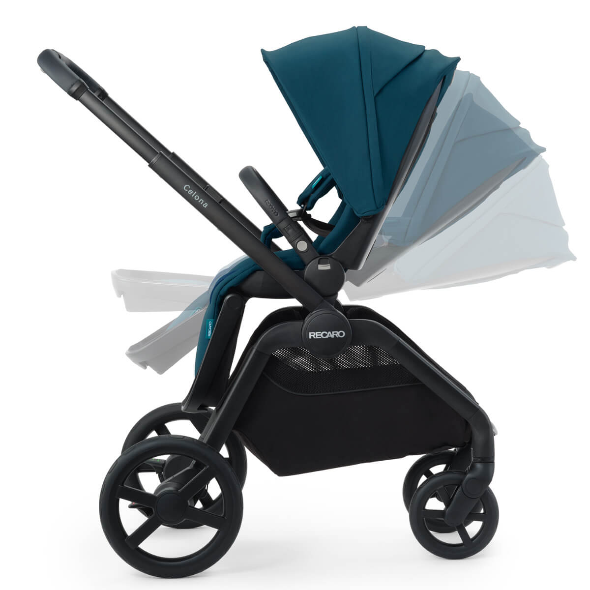Otroški voziček 2v1 RECARO Celona s košaro za dojenčka [Mat Black] 21