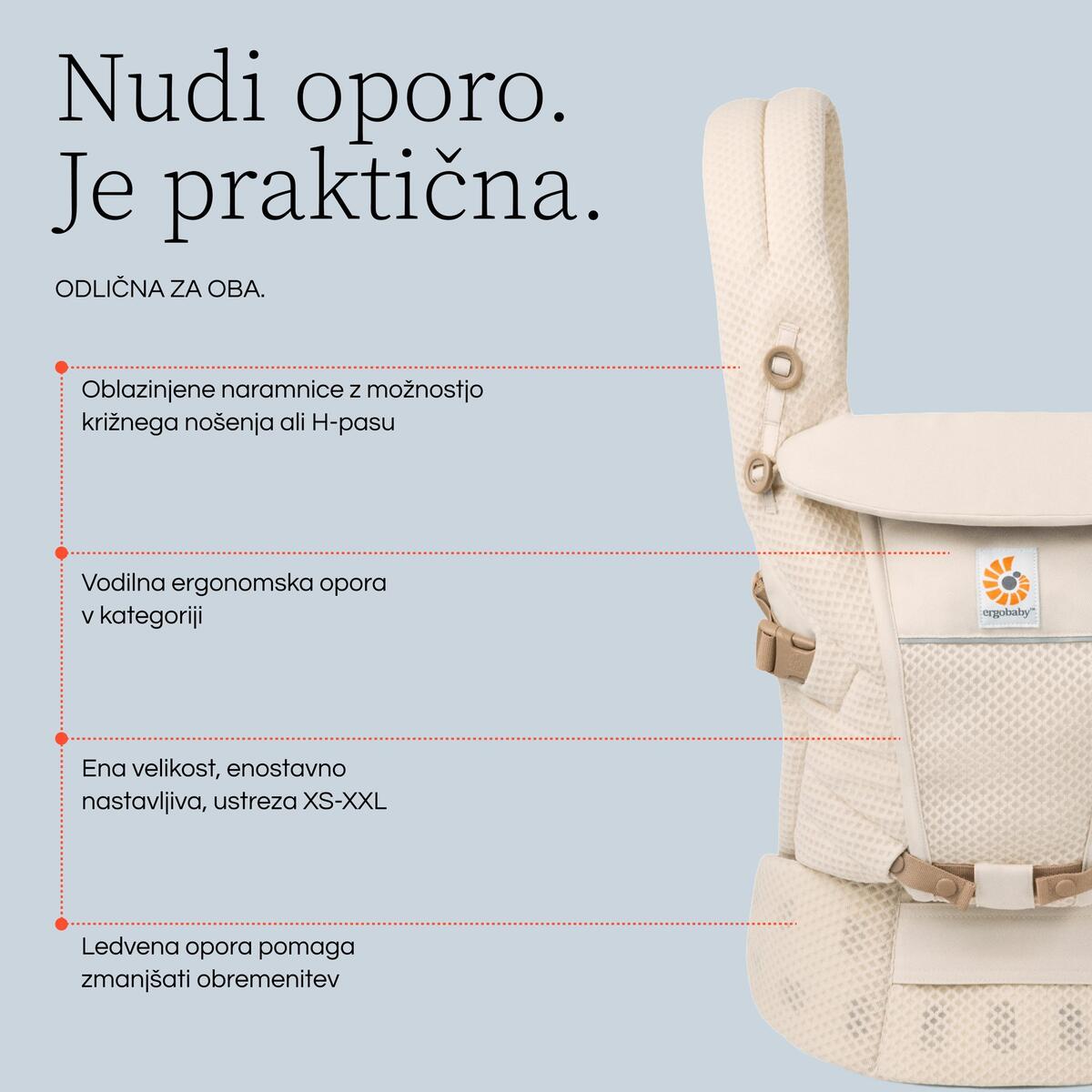 E05 Nosilka Ergobaby Adapt Soft Flex Mesh Kvarc roza