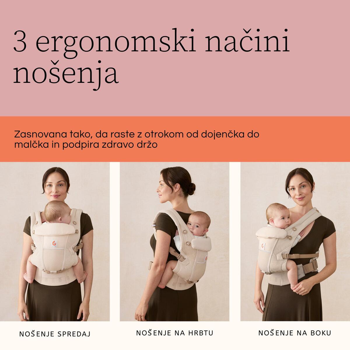 E06 Nosilka Ergobaby Adapt Soft Flex Mesh Kvarc roza