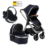 Otroški voziček 3v1 Bababing Raffi Navy Blue + BeSafe(1)