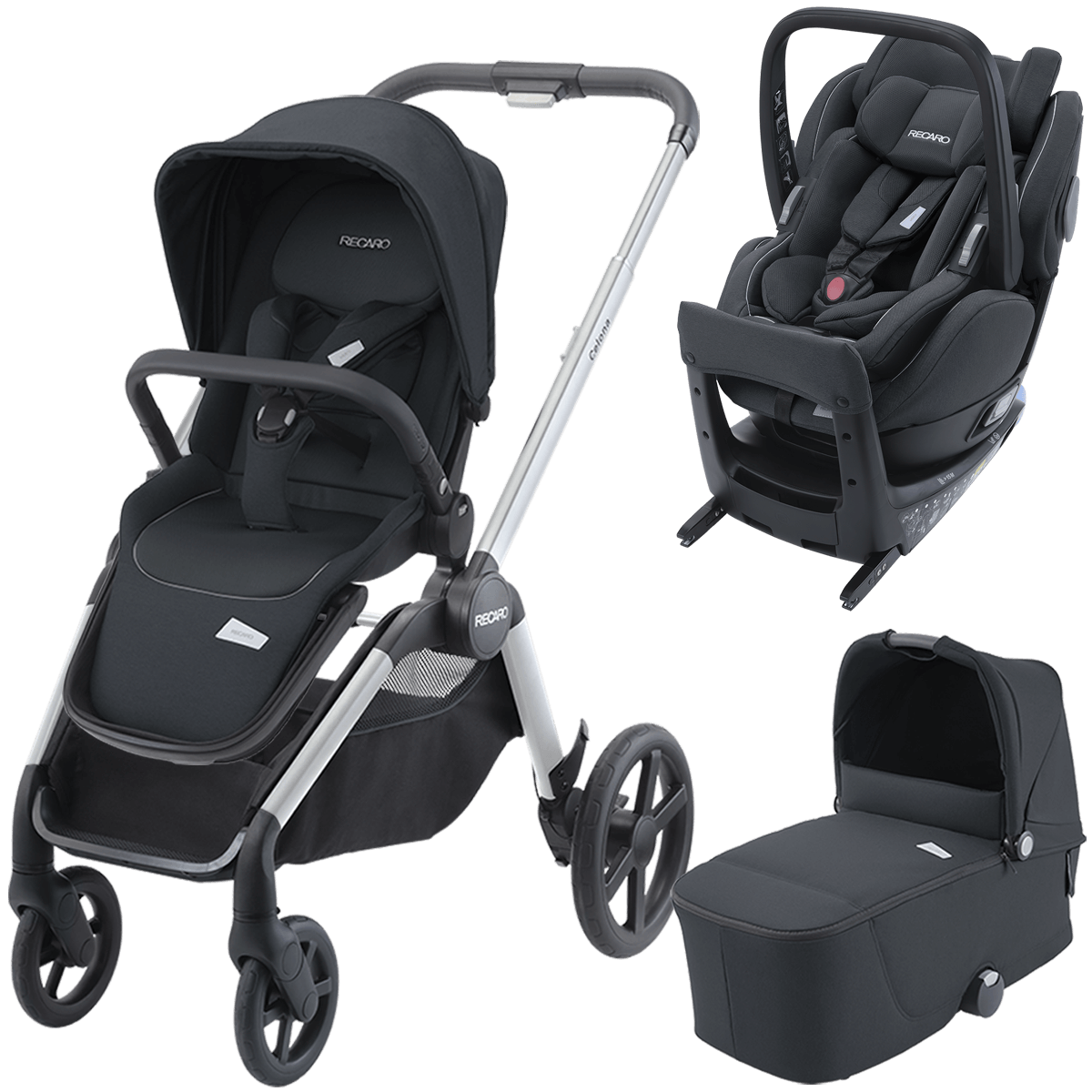 Otroški voziček 4v1 RECARO Celona + avtosedež Salia Elite [Mat Black]