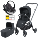 Otroški voziček 3v1 RECARO Sadena [Mat Black] + lupinica Besafe