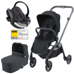 Otroški voziček 3v1 RECARO Sadena [Night Black] + lupinica Besafe
