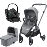 Otroški voziček 4v1 RECARO Sadena [Silent Grey] + lupinica AXKID + Isofix baza