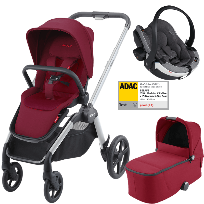 Otroški voziček 3v1 RECARO Celona [Garnet Red] + lupinica Besafe