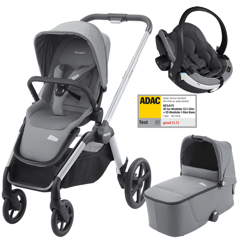 Otroški voziček 3v1 RECARO Celona [Silent Grey]+ lupinica Besafe