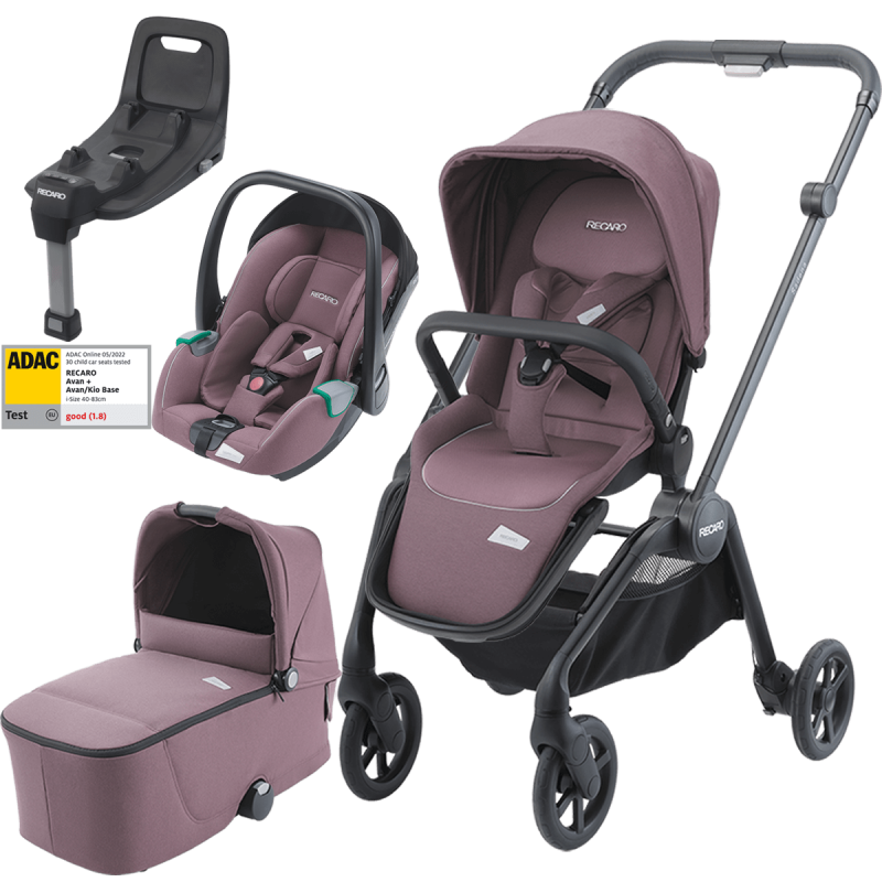 Otroški voziček 4v1 RECARO Sadena + lupinica Avan + Isofix [Pale Rose]