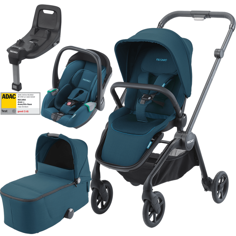 Otroški voziček 4v1 RECARO Sadena + lupinica Avan + Isofix [Teal Green]