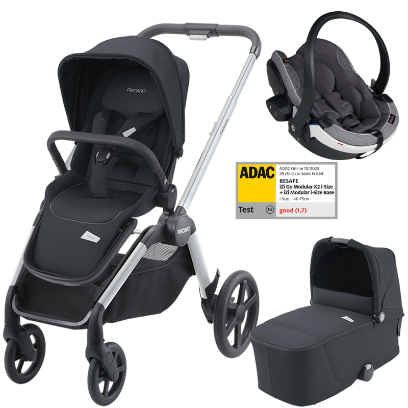 Otroški voziček 3v1 RECARO Celona [Mat Black] + lupinica Besafe