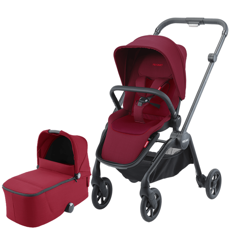 Otroški voziček 2v1 RECARO Sadena s košaro za dojenčka [Garnet Red]