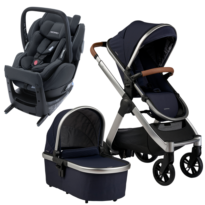 Otroški voziček 4v1 Bababing Raffi Navy Blue+ RECARO Salia Elite