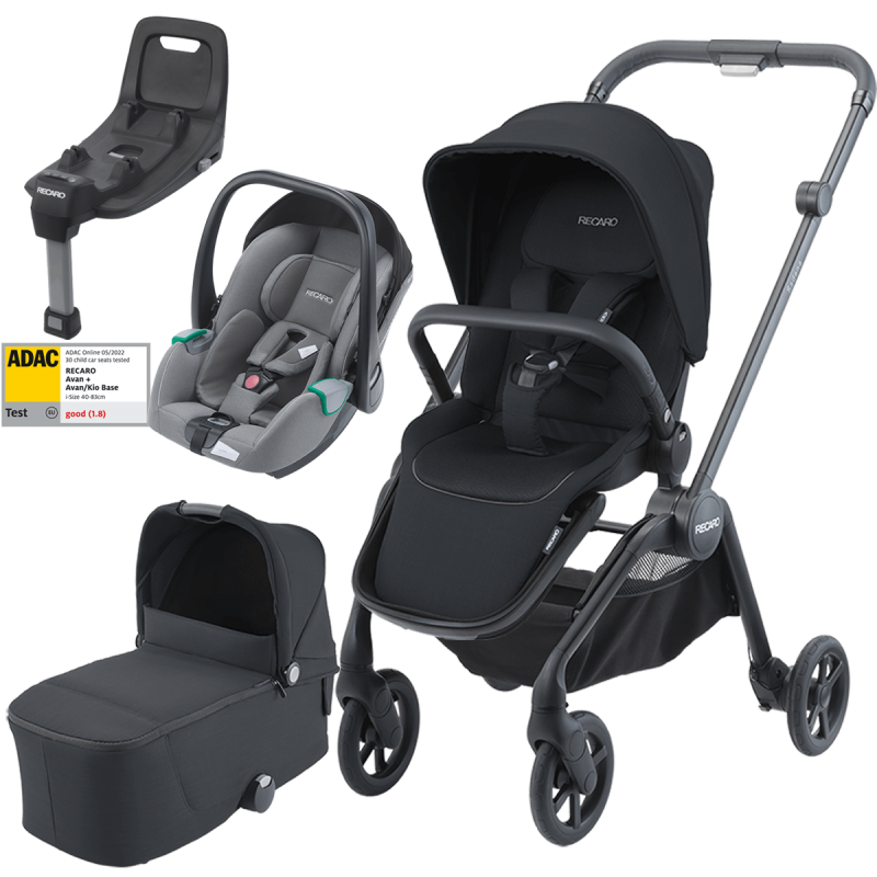 Otroški voziček 4v1 RECARO Sadena + lupinica Avan + Isofix [Night Black]