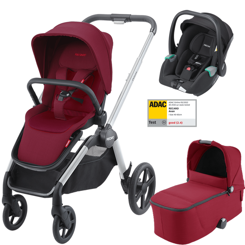 Otroški voziček 3v1 RECARO Celona + lupinica Avan [Garnet Red]