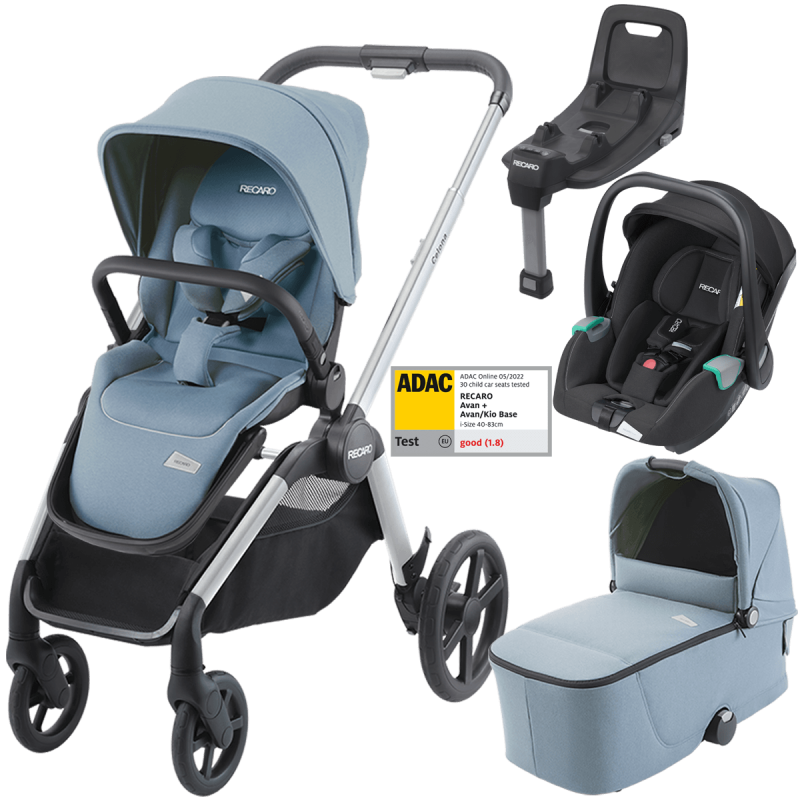 Otroški voziček 4v1 RECARO Celona + lupinica Avan + Isofix [Frozen Blue]