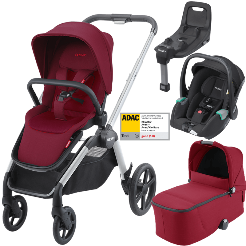 Otroški voziček 4v1 RECARO Celona + lupinica Avan + Isofix [Garnet Red]