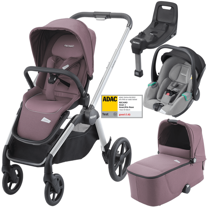 Otroški voziček 4v1 RECARO Celona + lupinica Avan + Isofix [Pale Rose]