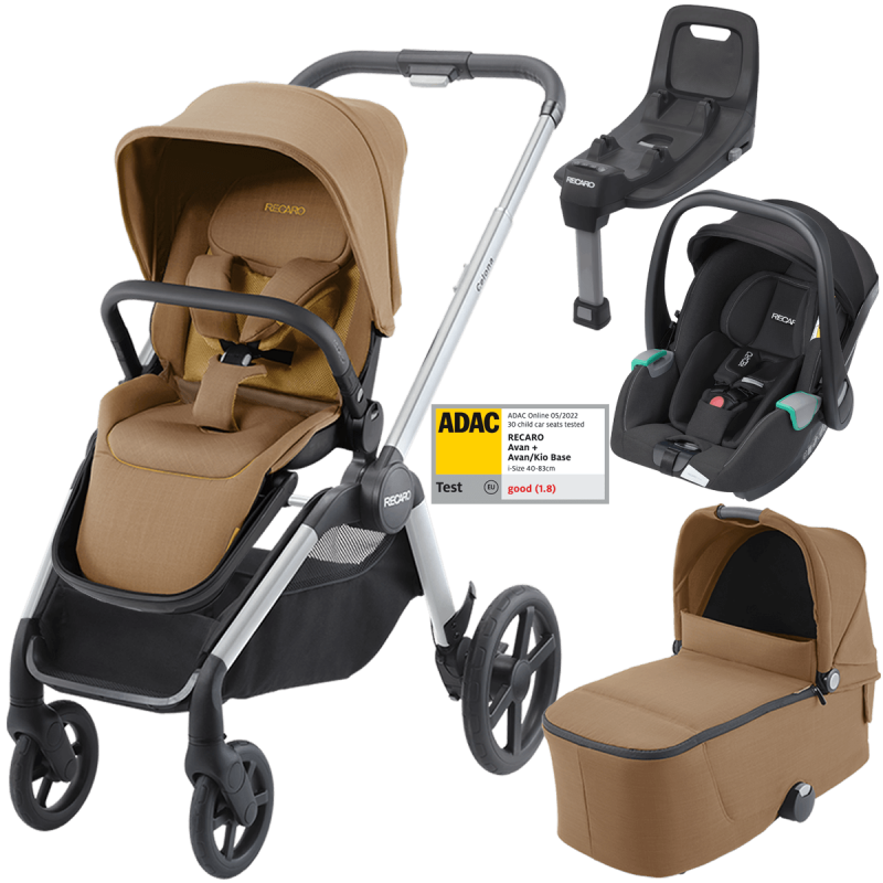 Otroški voziček 4v1 RECARO Celona + lupinica Avan + Isofix – [Sweet Curry]