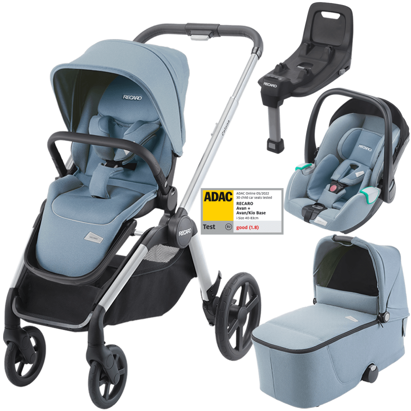 Otroški voziček 4v1 RECARO Celona + lupinica Avan + Isofix [Frozen Blue]