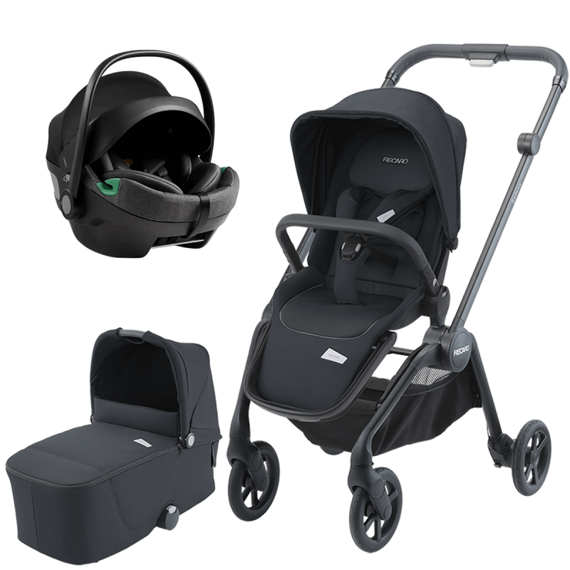 Otroški voziček 3v1 RECARO Sadena [Mat Black] + lupinica AXKID