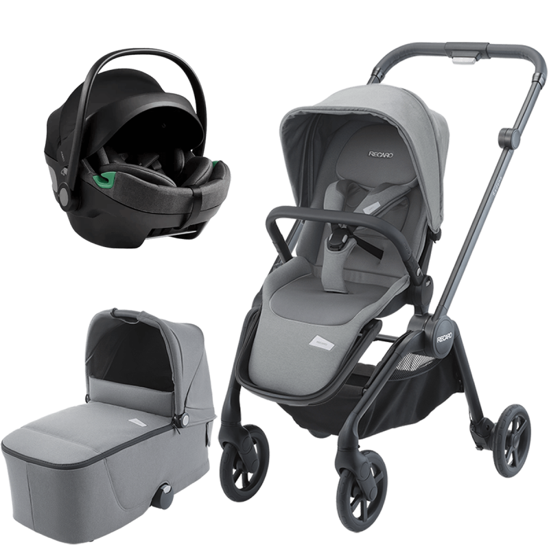 Otroški voziček 3v1 RECARO Sadena [Silent Grey] + lupinica AXKID