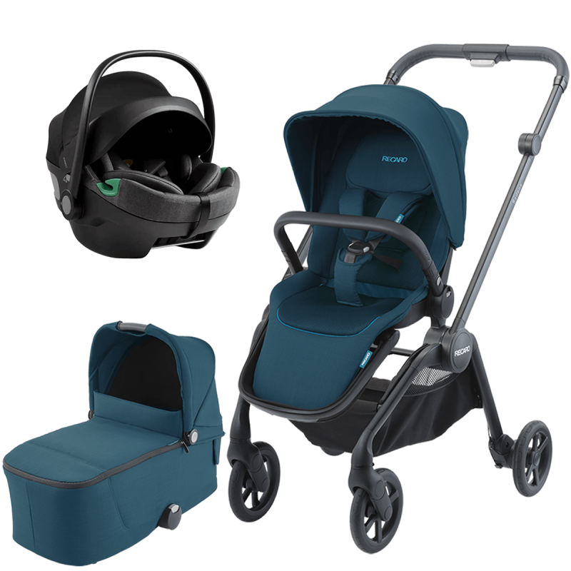 Otroški voziček 3v1 RECARO Sadena [Teal Green] + lupinica AXKID