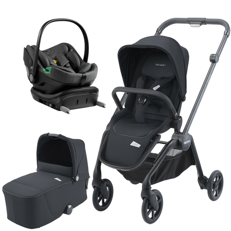 Otroški voziček 4v1 RECARO Sadena [Mat Black] + lupinica AXKID + Isofix baza