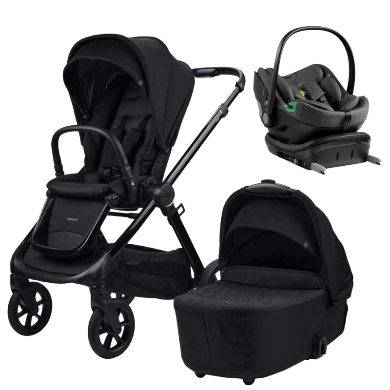 Otroški voziček 4v1 Bababing Raffi 2.0 [Gloss Black] + lupinica AXKID + baza